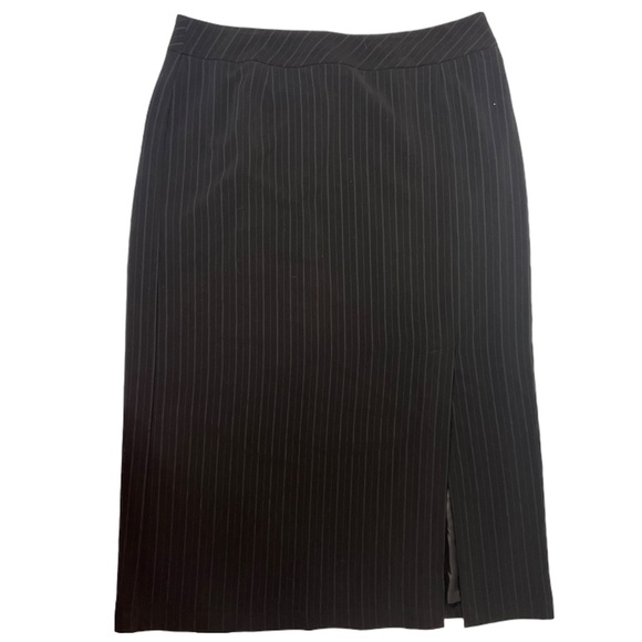 Classic Pinstripe Black Long Pencil Skirt - Picture 1 of 6